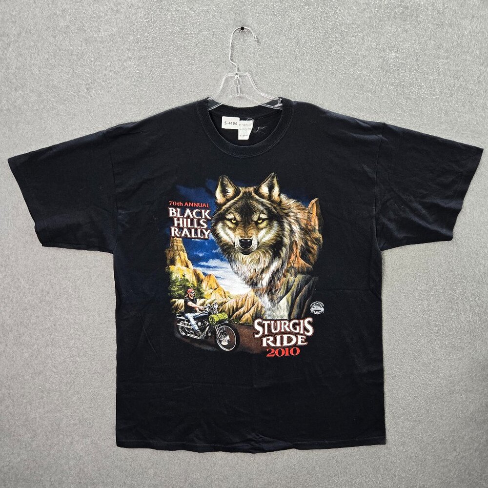 VINTAGE Sturgis Men Shirt XL Black 70th Annual Black Hill Rally 2010 Graphic